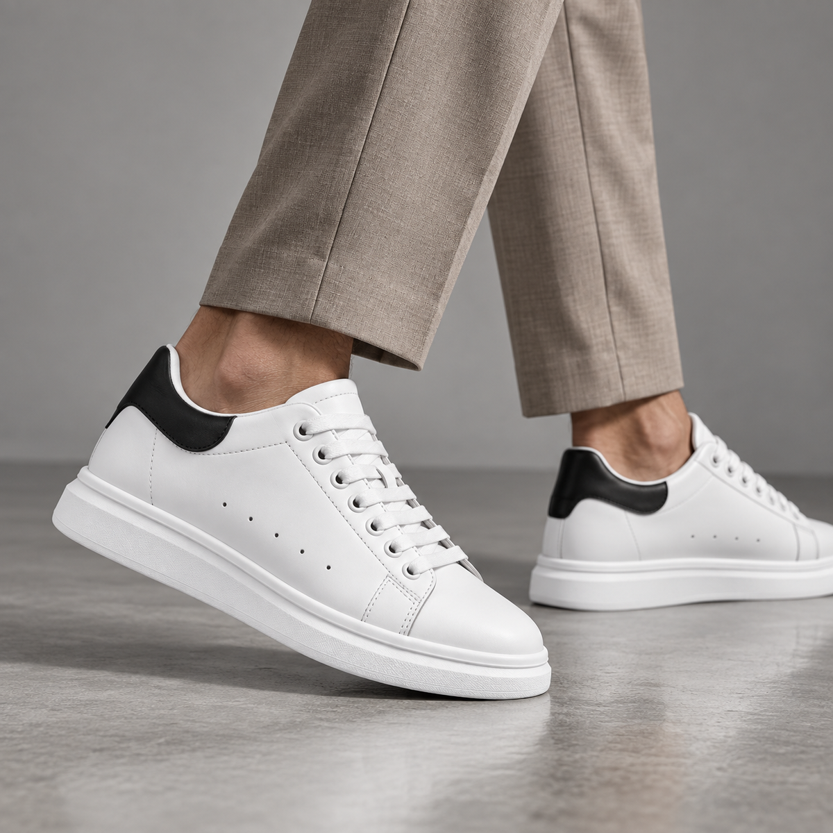 Mollo Contraste – sneaker blanche rehaussante homme talon noir, photo 4