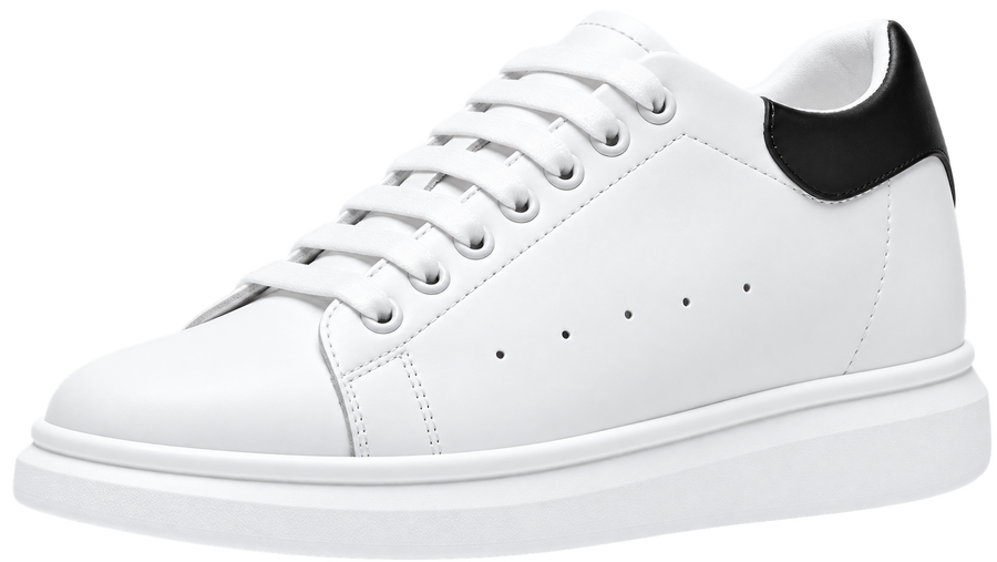 Mollo Contraste – sneaker blanche rehaussante homme, talon noir, +8 cm invisibles