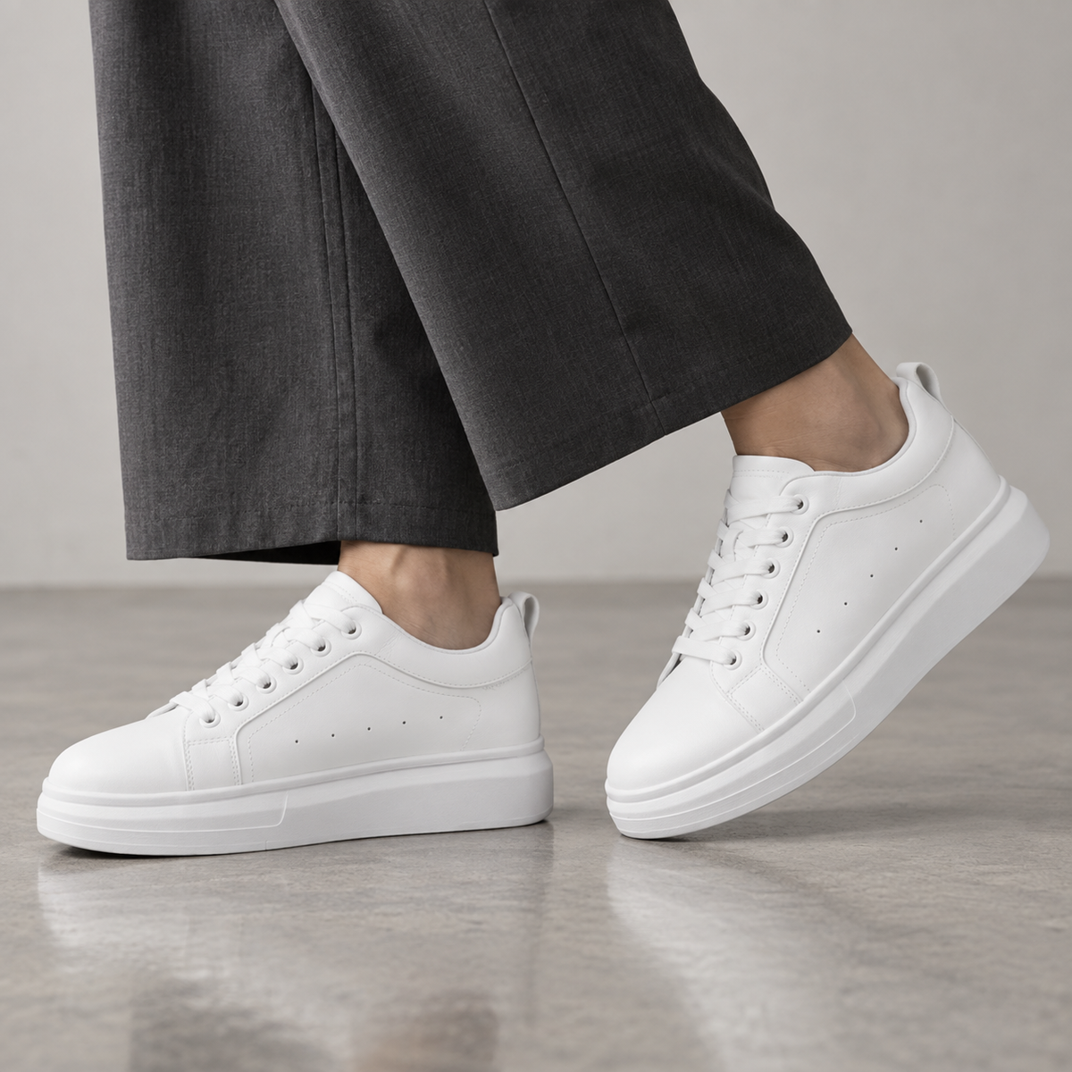 Mollo One – sneaker blanche rehaussante homme en cuir, photo 5