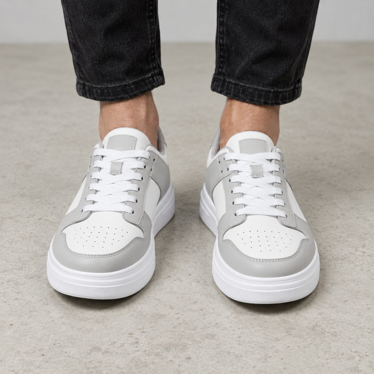 Mollo Eclipse – sneaker rétro blanche et grise rehaussante homme, photo 4
