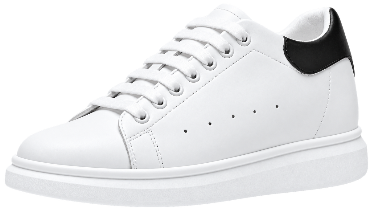 Mollo Contraste – sneaker blanche rehaussante homme, talon noir, +8 cm invisibles
