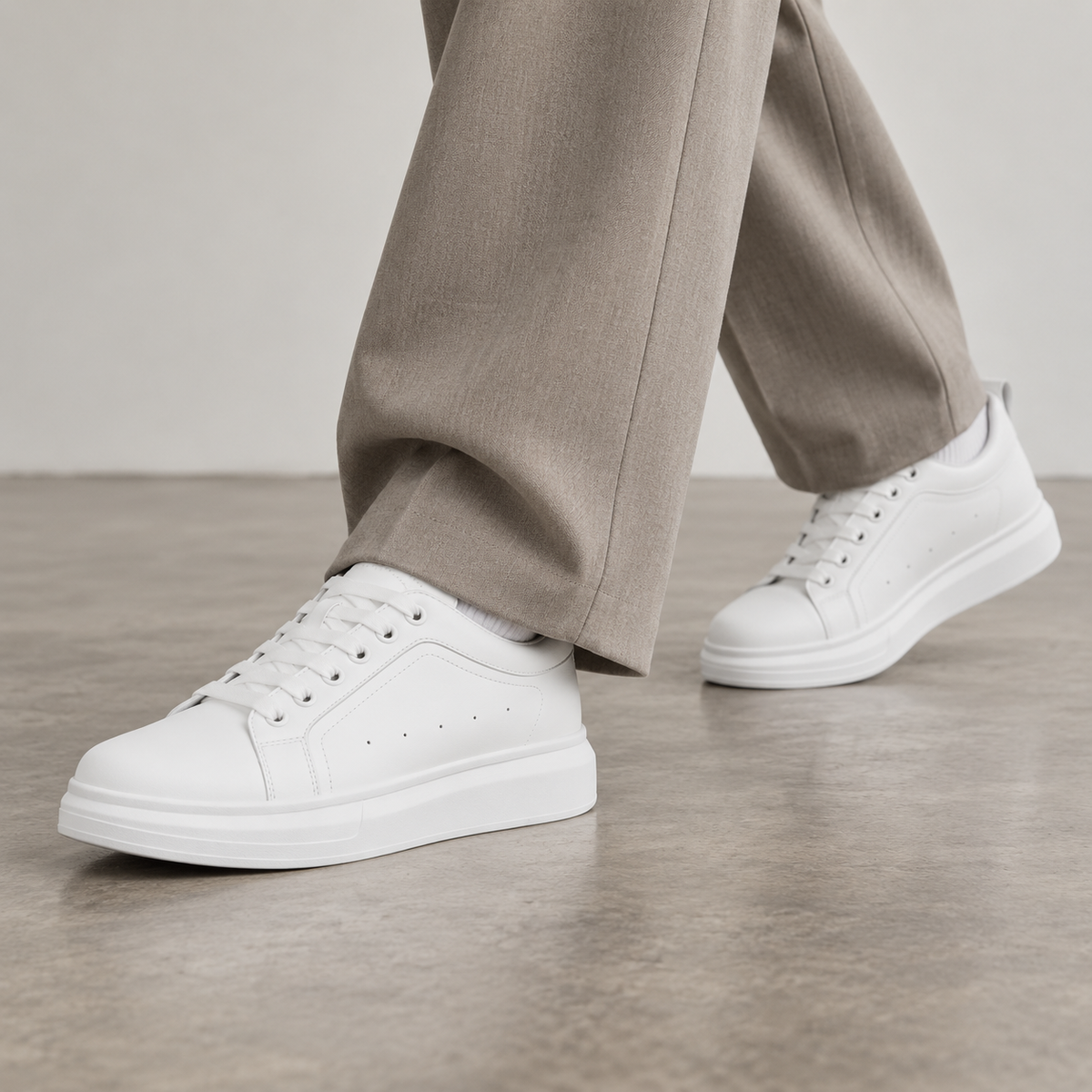 Mollo One – sneaker blanche rehaussante homme en cuir, photo 2