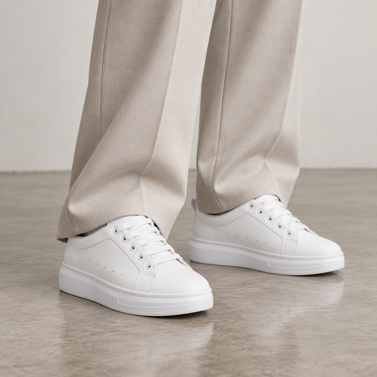 Mollo One – sneaker blanche rehaussante homme en cuir, photo 4