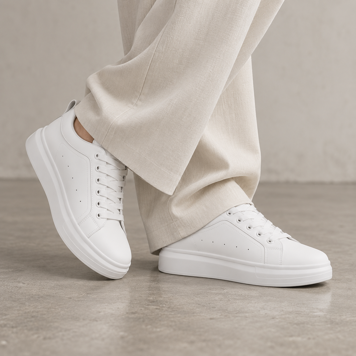 Mollo One – sneaker blanche rehaussante homme en cuir, photo 3