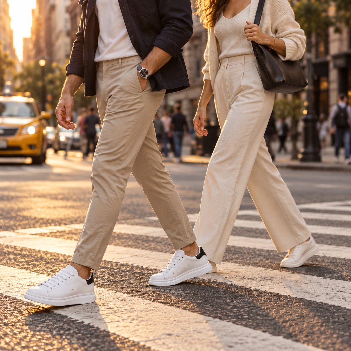 Mollo Contraste worn in New York – height-increasing white sneakers