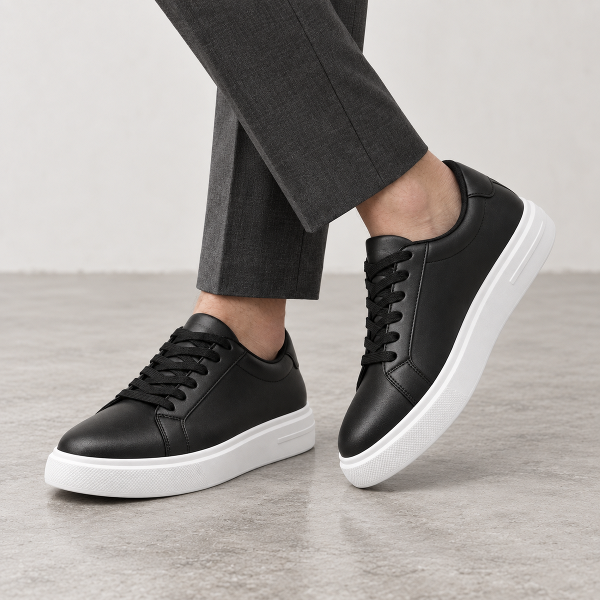 Mollo Minuit – sneaker noire rehaussante homme en cuir, photo 3